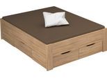 Stauraumbett RAUCH "Aditio", braun (struktureichefarben hell), B:146cm H:50cm L:208cm, Betten, Stauraumbett, ohne Kopfteil, inklusive Schubkästen