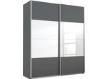 Schwebetürenschrank RAUCH "Quadra", grau (grau metallic, spiegel), B:181cm H:210cm T:62cm, Holzwerkstoff, Schränke, Schwebetürenschrank, mit Spiegelelementen