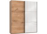 Schwebetürenschrank WIMEX "Level by fresh to go", braun (plankeneichefarben, weißglas), B:200cm H:236cm T:65cm, Schränke, Schwebetürenschrank, mit jeweils einer Glastür