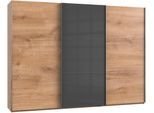Schwebetürenschrank WIMEX "Level by fresh to go", grau (plankeneichefarben, grauglas), B:300cm H:216cm T:65cm, Schränke, Schwebetürenschrank, mit jeweils einer Glastür