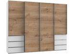 Schwebetürenschrank WIMEX "Level by fresh to go", weiß (weiß, plankeneichefarben), B:300cm H:236cm T:65cm, Schränke, Schwebetürenschrank, mit Synchronöffnung