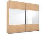 Schwebetürenschrank RAUCH "Quadra", braun (struktureichefarben hell, spiegel), B:271cm H:230cm T:62cm, Holzwerkstoff, Schränke, Schwebetürenschrank, mit Spiegelelementen