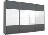 Schwebetürenschrank RAUCH "Quadra", grau (grau metallic, spiegel), B:315cm H:210cm T:62cm, Holzwerkstoff, Schränke, Schwebetürenschrank, mit Spiegelelementen