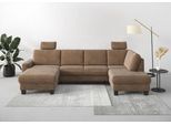 Home affaire Wohnlandschaft »Summer U-Form«, mit oder ohne Bettfunktion und Bettkasten, wengefarbene Holzfüsse