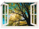 Artland Wandbild »Fensterblick Frühlingssonne Baumkrone«, Bäume, (1 St.), als Leinwandbild, Poster in verschied. Grössen