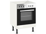 Herdumbauschrank OPTIFIT "Bern", weiss (weiß hochglanz, weiß), B:60cm H:87cm T:58,4cm, Schränke, Herdumbauschrank, 60 cm breit, mit höhenverstellbaren Stellfüssen