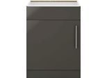 Spülenschrank WIHO KÜCHEN "Cali", schwarz (front: anthrazit glanz, korpus: anthrazit matt), B:60cm H:82cm T:57cm, Schränke, Spülenschrank, 60 cm breit, ohne Arbeitsplatte