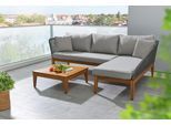 Timbers Gartenlounge-Set »Sunnyvale«, (Set, 3 tlg., 2x Sofa, 1x Tisch/Hocker 70x70x28 cm), inkl. Auflagen, Gestell aus hochwertigem Massivholz