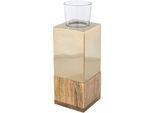 Creativ home Teelichthalter »Kerzenhalter Tower«, (1 St.), aus Holz, Edelstahl und Glas