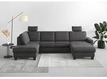 Home affaire Wohnlandschaft »Summer U-Form«, mit oder ohne Bettfunktion und Bettkasten, wengefarbene Holzfüsse