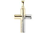 Kreuzanhänger JOBO "Anhänger Kreuz", gold (gelbgold 333), Schmuckanhänger, Damen, Gelbgold 333, 333 Gold bicolor mit 12 Zirkonia