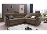 Ecksofa PLACES OF STYLE "Cardoso L-Form", braun (cappuccino), B:249cm H:90cm T:209cm, Luxus-Microfaser Lederoptik (100% Polyester), Luxus-Microfaser (100% Polyester), Luxus-Microfaser ALTARA NUBUCK (100% Polyester), Struktur (100% Polyester), Sofas, Federkern, wahlweise mit Bett, Schubkasten, teilweise Relaxfunktion