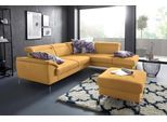 Ecksofa SIT & MORE "Percy L-Form", gelb (mustard), B:270cm H:80cm T:235cm, Sofas, 15 cm Fußhöhe, Sitztiefenverstellung, wahlweise in 2 Fußfarben