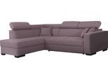 Ecksofa HOME AFFAIRE "Tulio L-Form", rot (wine), B:267cm H:95cm T:198cm, Struktur fein (100% Polyester);Struktur (100% Polyester);Samtstruktur (100% Polyester), Sofas, Ecksofa, wahlweise mit Bettfunktion und Bettkasten, incl. 3 Zierkissen