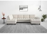 Wohnlandschaft SIT & MORE "Westham U-Form", beige (creme), B:338cm H:88cm T:172cm, 90% Polyester 10%Polyamid, Sofas, Wohnlandschaft, wahlweise mit Bettfunktion, Bettkasten, Sitztiefenverstellung