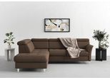 Ecksofa SIT & MORE "Marano L-Form", braun, B:252cm T:216cm, 100% Polyester, Sofas, Ecksofa, inklusive Kopfteilverstellung, wahlweise mit Bettfunktion, Bettkasten