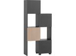 Schieberegal SCHILDMEYER "Alexa, Breite variabel von 40 bis 70 cm", schwarz (schwarzmatt, akustikprint), B:42,0cm H:165,1cm T:34,7cm, FSC-zertifizierter Holzwerkstoff, Regale, Türfront mit Akustikprint, grifflose Öffnung