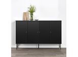 Sideboard HAMMEL FURNITURE "Mistral Kubus", schwarz, B:136cm H:89cm T:32,5cm, Holzwerkstoff, Massivholz, Sideboards, Sideboard, mit vier Türen und Metall Füße, Breite: 136 cm