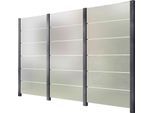 Zaun STAKET PRO, grau, Pfosten: 4 Stk., Aluminium, Glas, Zaunelemente, Glaszaun, Gesamtlänge: 3,361 m, 4 Pfosten