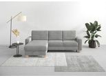 Ecksofa HOME AFFAIRE "Summer L-Form", silber, B:249cm H:91cm T:164cm, 100% Polyester, Sofas, Ecksofa, mit Recamiere, mit oder ohne Bettfunktion und Bettkasten, Cord-Bezug