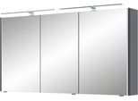 Spiegelschrank SAPHIR "Serie 7045 Badezimmer-Spiegelschrank inkl. LED-Beleuchtung, 3 Türen", grau (stahlgrau), B:133,2cm H:70,3cm T:17cm, Holzwerkstoff, Schränke, Spiegelschrank, Badschrank 133,2 cm breit, inkl. LEDplus Schalter und Türdämpfer