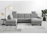 Home affaire Wohnlandschaft »Summer U-Form«, mit oder ohne Bettfunktion und Bettkasten, wengefarbene Holzfüsse