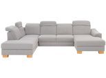 Wohnlandschaft HOME AFFAIRE "Dundee U-Form", grau, B:338cm H:86cm T:219cm, Struktur fein (100% Polyester), Sofas, Wohnlandschaft, wahlweise mit Kopfteilverstellung und zusätzlich mit Bettfunktion