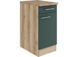 Unterschrank OPTIFIT "Bella", grün (steingrün, wildeiche, wildeiche), B:40cm H:84,8cm T:60cm, Holzwerkstoff, Schränke, Unterschrank, Breite 40 cm, 1 Tür, 1 Einlegeboden, 1 Schubkasten