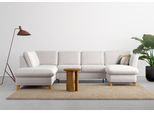Wohnlandschaft HOME AFFAIRE "Trelleborg U-Form", silber, B:307cm H:86cm T:213cm, 95% Polyester, 5% Polyamid, Sofas, Wohnlandschaft, wahlweise mit Bettfunktion und Bettkasten, inkl. Federkern-Polsterung