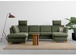 Wohnlandschaft HOME AFFAIRE "Trelleborg U-Form", grün (olive), B:307cm H:86cm T:213cm, 95% Polyester, 5% Polyamid, Sofas, Wohnlandschaft, wahlweise mit Bettfunktion und Bettkasten, inkl. Federkern-Polsterung