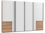 Schwebetürenschrank WIMEX "Level by fresh to go", weiß (plankeneichefarben, weiß), B:350cm H:236cm T:65cm, Schränke, Schwebetürenschrank, mit Synchronöffnung
