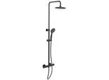 Duschsystem WENKO "Young Eco", schwarz, Edelstahl, Kunststoff, Metall, Brausegarnituren, mit Thermostat-Armatur, inkl. 2 Watersaving Regulatoren
