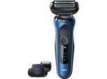 Elektrorasierer BRAUN "Series 6 61-B1500s" blau Elektrorasierer EasyClick-Barttrimmer-Aufsatz, Wet&Dry