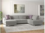 Wohnlandschaft SIT & MORE "Dundee U-Form", silber, B:338cm H:86cm T:219cm, Sofas, Wohnlandschaft, mit Federkern und Edelstahlfüßen, wahlweise mit Kopfteilverstellung