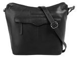 Umhängetasche BRUNO BANANI, Mädchen, Gr. B/H/T: 22cm x 22cm x 11cm onesize, schwarz, Leder, unifarben, Taschen Umhängetasche, echt Leder
