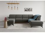 Wohnlandschaft SIT & MORE "Sinatra U-Form", grau, B:326cm H:85cm T:220cm, 90% Polyester, 10% Polyamid, Sofas, Wohnlandschaft, optional mit Kopfteilverstellung und Armteilfunktion, Metallfüße