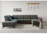 Wohnlandschaft SIT & MORE "Sinatra U-Form", grau, B:326cm H:85cm T:220cm, 90% Polyester, 10% Polyamid, Sofas, Wohnlandschaft, optional mit Kopfteilverstellung und Armteilfunktion, Metallfüße