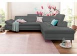 Ecksofa SIT&MORE "Limit L-Form" Sofas Gr. B/H/T: 275 cm x 89 cm x 217 cm, Kunstleder SOFTLUX, Ottomane rechts, mit Bettfunktion, grau (fango) Ecksofas wahlweise mit Bettfunktion und Bettkasten