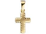 Kreuzanhänger JOBO "Anhänger Kreuz", gelb (gelbgold 585), Schmuckanhänger, Damen, Gelbgold 585, 585 Gold diamantiert
