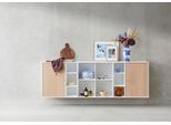 Sideboard HAMMEL FURNITURE "Mistral Kubus", weiß (weiß, eiche weiß pigmentiert), B:207cm H:69cm T:32,5cm, Holzwerkstoff, Massivholz, Sideboards, Sideboard, Kombination aus 3 Modulen, 2 Türen, Wandmontage/stehend, Breite: 207cm