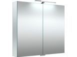 Spiegelschrank WELLTIME "G-Line", transparent, B:80,8cm H:70cm T:13cm, FSC-zertifizierter Holzwerkstoff, Schränke, Spiegelschrank, doppelseitig verspiegelt und mit verspiegelten Seitenwänden, Softclose