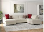 Wohnlandschaft SIT & MORE "Dundee U-Form", beige (creme), B:338cm H:86cm T:219cm, Sofas, Wohnlandschaft, mit Federkern und Edelstahlfüßen, wahlweise mit Kopfteilverstellung