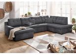 Wohnlandschaft HOME AFFAIRE "Föhr U-Form", schwarz (schwarz, anthrazit), B:310cm H:75cm T:200cm, 100% Polyester PRIMABELLE/Webstoff;100% Polyester Melrose/Struktur grob;100% Polyester Luxus-Microfaser/Struktur, Sofas, Wohnlandschaft, wahlweise mit Bettfunktion
