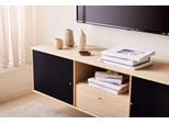 TV-Board HAMMEL FURNITURE "Mistral Fernsehschrank, Medienmöbel, Hängend", weiß (eiche weiß pigmentiert), B:161,5cm H:41,6cm T:45cm, Holzwerkstoff, MDF, Massivholz, Sideboards, TV-Board, Türen mit Akustikstoff, Schublade, Lowboard, B: 161,5 cm