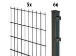 Doppelstabmattenzaun GARDEN 'N' MORE "Excellent", grau (anthrazit), H:140cm L:10cm, Kunststoff, Stahl, Zaunelemente, 5 Elemente für 10 m, LxH: 200 x 143 cm, mit 6 Pfosten