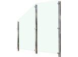 Zaun STAKET PRO, silber (silberfarben), Pfosten: 3 Stk., Edelstahl, Glas, Zaunelemente, Glaszaun, Gesamtlänge: 2,212 m, 3 Pfosten