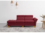 Recamiere HOME AFFAIRE "Lindgren", rot (bordeaux), B:206cm H:84cm T:93cm, 100% Polyester, Sofas, Recamiere, wahlweise motorische TV-Funktion, Bettkasten und Kopfteilverstellung