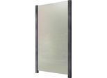 Zaun STAKET PRO, grau, Pfosten: 2 Stk., Aluminium, Glas, Zaunelemente, Glaszaun, Gesamtlänge: 1,217 m, 2 Pfosten