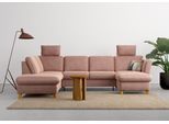 Wohnlandschaft HOME AFFAIRE "Trelleborg U-Form", rosa (altrosa), B:307cm H:86cm T:213cm, 95% Polyester, 5% Polyamid, Sofas, Wohnlandschaft, wahlweise mit Bettfunktion und Bettkasten, inkl. Federkern-Polsterung