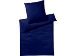 Bettwäsche YES FOR BED "Pure & Simple Uni in Gr. 135x200, 155x220 oder 200x200 cm" Gr. B/L: 200 cm x 220 cm (1 St.), B/L: 80 cm x 80 cm & 80 cm x 80 cm (2 St.), Mako-Satin, blau (marine) Bettwäsche 200x220 cm aus Baumwolle, zeitlose mit seidigem Glanz